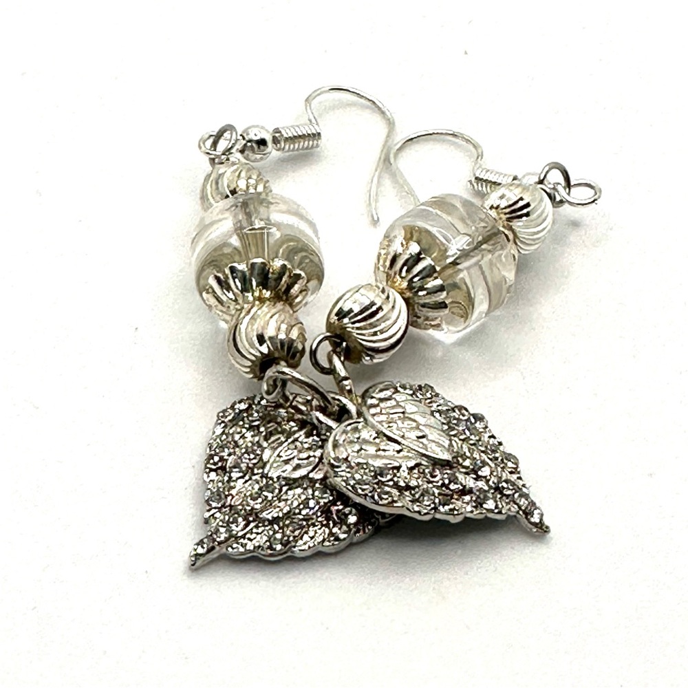 NEW Handmade - Silver Heart Dangle Earrings - Picture 5 of 9